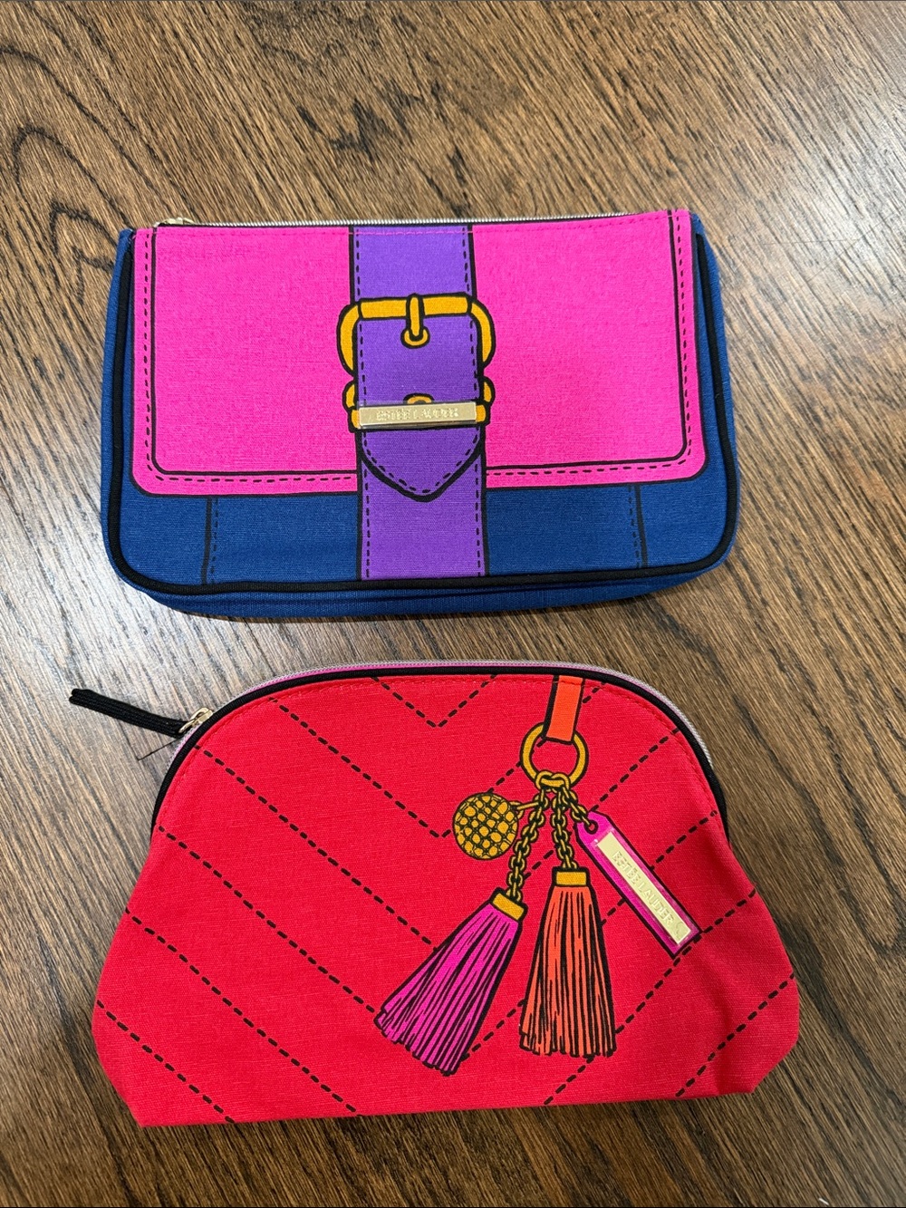 Estée Lauder Bright Pink & Red Cosmetic Pouches - Designer Style